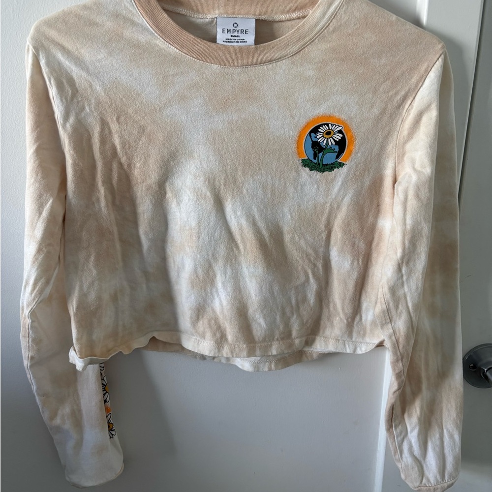 Empyre Beige Tie-Dye Crop Top